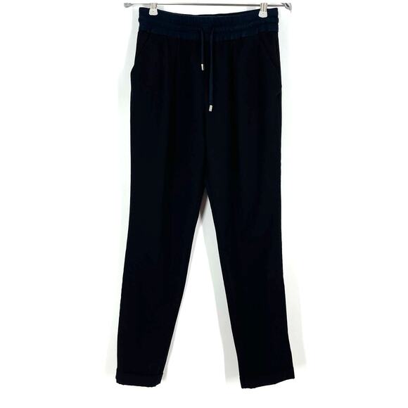Zara High Rise Casual Pants Black Size Small Jogger Style Drawstring - Picture 1 of 7